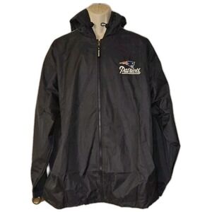New England Patriots Striped Varsity Hooded Windbreaker Jacket‎ XL NEW w/Flaw